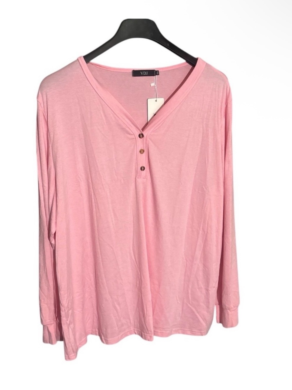 NWT. 4XL VDJ Pink Long-Sleeve Henley Top
